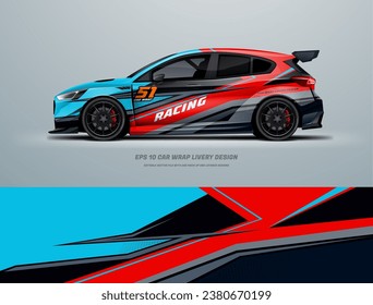 Blue sporty Racing Car wrap livery design