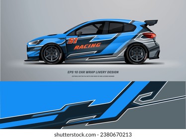 Blue sporty Racing Car wrap livery design