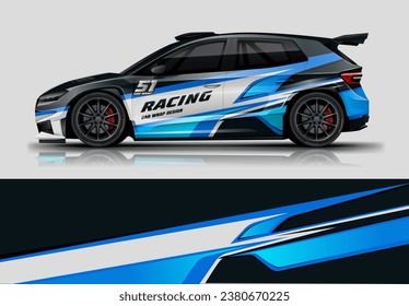 Blue sporty Racing Car wrap livery design