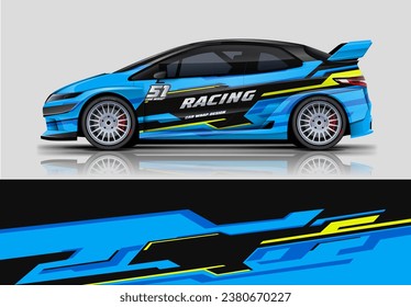 Blue sporty Racing Car wrap livery design