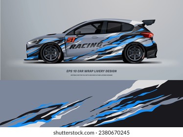 Blue sporty Racing Car wrap livery design