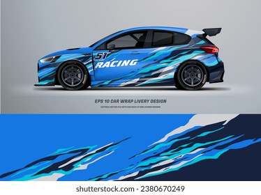 Blue sporty Racing Car wrap livery design