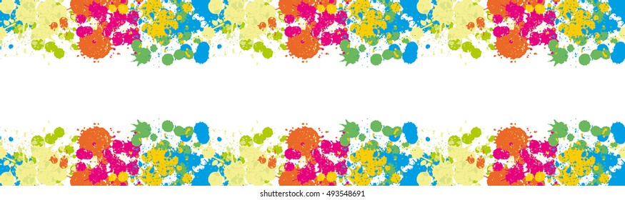 Blue Spot  Green Stain Pink Smudge Orange Blot Yellow Smear Dab and blotch seamless wallpaper Blur Border Colored blots on the white background Holidays Holi Festive backdrop Typographic design