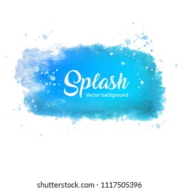 Blue spot, watercolor abstract hand painted background