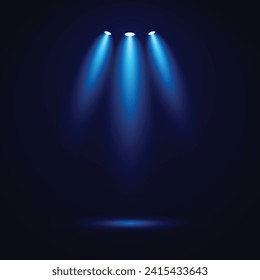 Blue Spotlight Background With Dark Background. Fresh Product Podium light beam. Spotlight color with blue color. vector eps