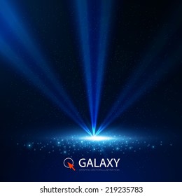 Blue spotlight background. Vector illustration