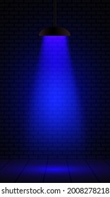 Luz azul con una lámpara. Iluminación puntual. Ilustración del vector