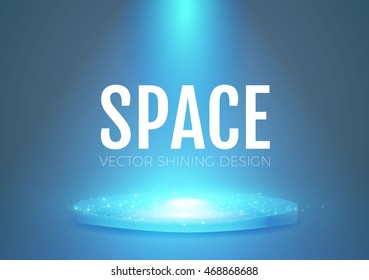 Blue Spotlight. Scene Illumination. Light Sourses. Realistic Concert, Theater and Showcase Lightning. Vector illustration 