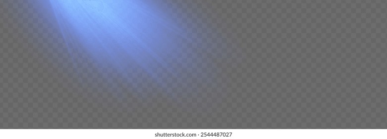 The blue spotlight shines on the stage. Llight from a lamp or spotlight. Lighted scene. Podium under the spotlight
