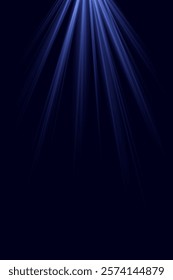 The blue spotlight shines on the stage. Llight from a lamp or spotlight. Lighted scene. Podium under the spotlight