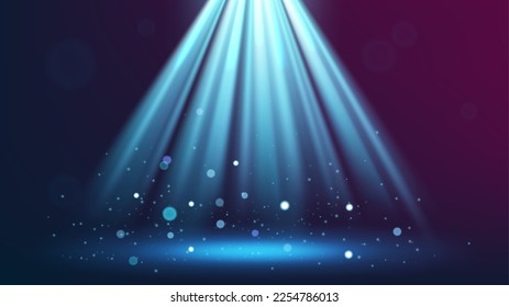 Blue Spotlight Shining with Sparks, Widescreen Vector Illustration