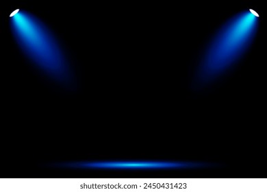 Blue Spotlight. stage  in the night. Vector Illustration