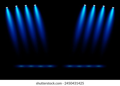 Blue Spotlight. stage  in the night. Vector Illustration