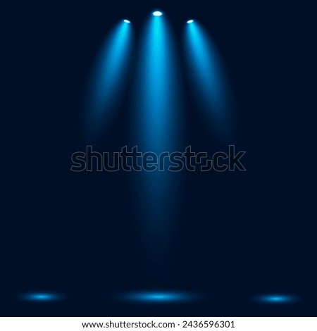 Blue Spotlight. Street in the night. Vector Illustration