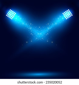 Blue spotlight. Vector illustration 