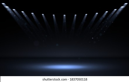 Los focos azules en el fondo negro