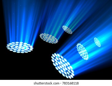 Blue spotlights on dark background