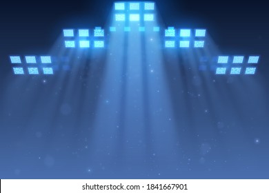 Blue spotlights panels with light rays effect