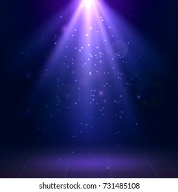 Blue Spotlights. Scene. Disco. Light Effects. Vector Illustration