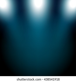 Blue spotlights shining