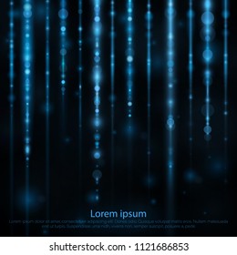 Blue spotlights shining with sparkles.Abstract blue background. horizontal lines and strips.Glow light motion vector abstract blue background with lines and glitter particles.