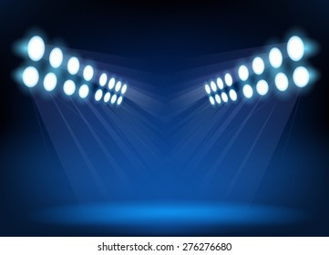 Blue spotlights. Vector