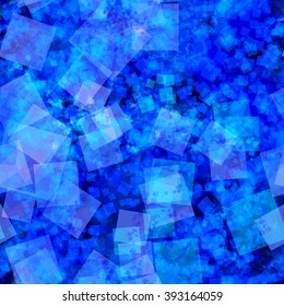 Blue spots squares. Vector. The effect of blur and watercolors. Grunge texture. Seamless abstract background 