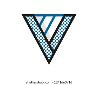 blue spotted V logo design