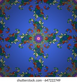Blue spotted Vector illustration. Blue background. Background. Beautiful pattern with abstract flowers.