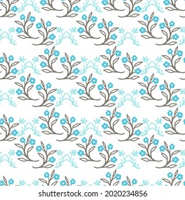 Silueta de vectores florales de primavera azul Patrón sin soldadura se puede utilizar para el diseño de fondo y de prendas de vestir