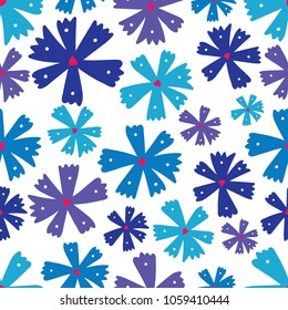 Blue spring flowers. Cute seamless pattern.