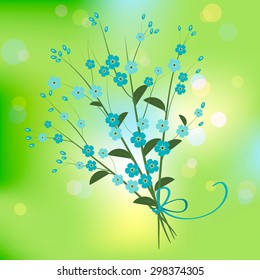 Blue spring flowers on the abstract background. Vector illustration.