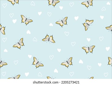 blue spring pattern hand drawn design vector art