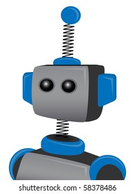 Blue Springy Robot with one antenna