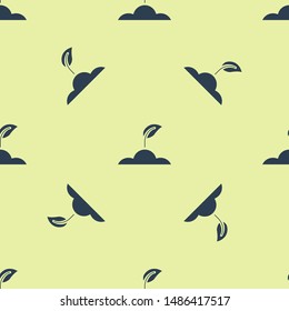 Blue Sprout icon isolated seamless pattern on white background. Seed and seedling. Leaves sign. Leaf nature.  Vector Illustration
