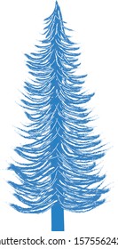 Blue spruce with branches with snow. Close up. Isolated background. Vector EPS 8.