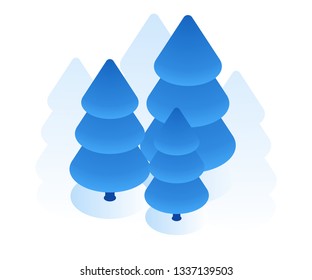 Blue spruce icon. Vector illustration in flat isometric 3D style.