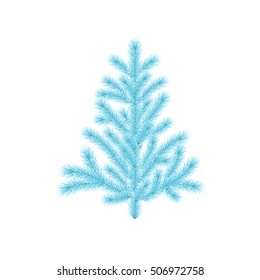 Blue spruce on a dark background. Isolated, detailed fir tree vector illustration.
