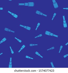 Blue Spyglass telescope lens icon isolated seamless pattern on blue background. Sailor spyglass.  Vector Illustration