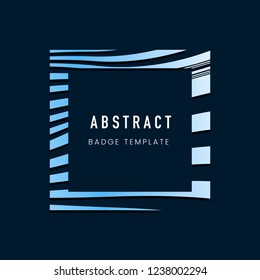 Blue square abstract badge template vector