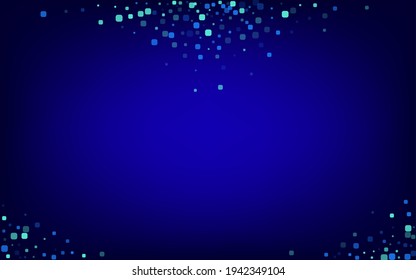 Blue Square Abstract Blue Vector Background. Celebrate Confetti Illustration. Invitation Cell Wallpaper. Turquoise Top Texture.