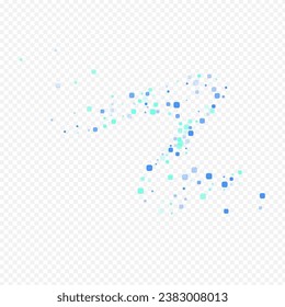 Blue Square Abstract Vector Transparent Background. Flying Confetti Backdrop. Falling Particle Banner. Turquoise Celebration Texture.