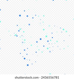 Blue Square Abstract Vector Transparent Background. Independence Confetti Wallpaper. Celebration Particle Banner. Turquoise Celebrate Card.