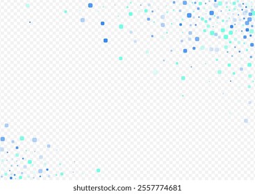 Blue Square Abstract Vector Transparent Background. Independence Particle Pattern. Effect Cell Banner. Turquoise Top Texture.