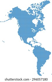 Blue square America map on white background, vector illustration.