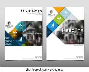 Blue square annual report brochure flyer design template vector, Leaflet cover presentation abstract flat background, layout in A4 size