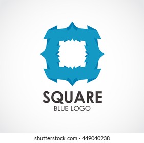 Blue square of art border abstract vector and logo design or template group business icon of company identity symbol concept