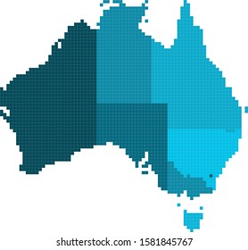 Blue square Australia map on white background. 