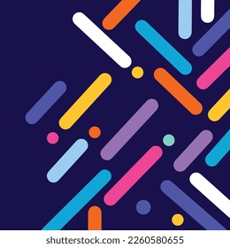 Blue square background with bold colorful decorative lines simple and flat vector isolated on square template for social media template, paper and textile scarf print, wrapping paper, poster.