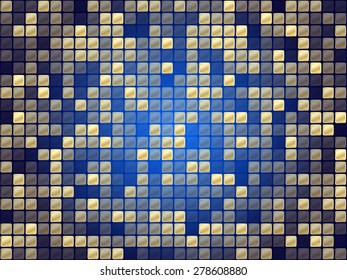 blue square background gold